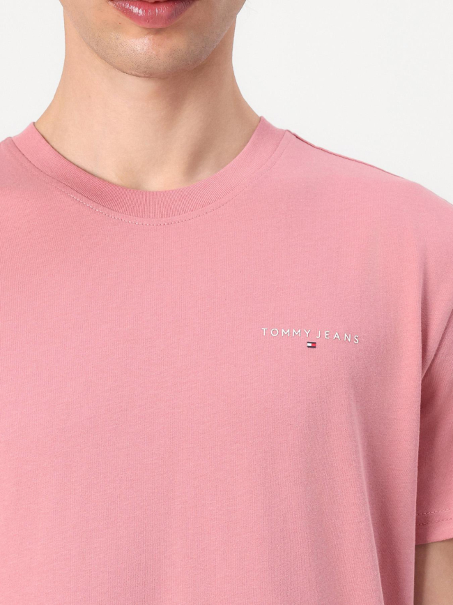 T-shirt ajusté à logo linéaire rose homme - Tommy Jeans