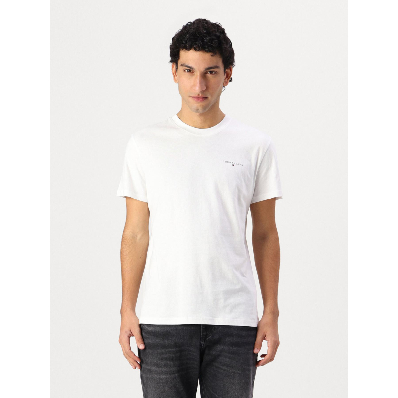 T-shirt ajusté à logo linéaire blanc homme - Tommy Jeans