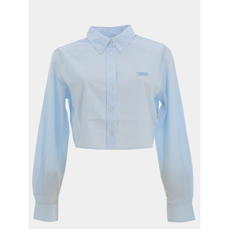Chemise crop à rayures bleu et blanc femme - Tommy Jeans
