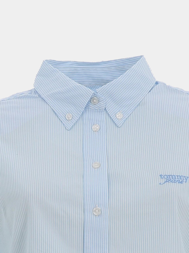 Chemise crop à rayures bleu et blanc femme - Tommy Jeans