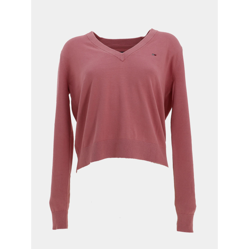 Pull en coton à col v essential rose femme - Tommy Jeans