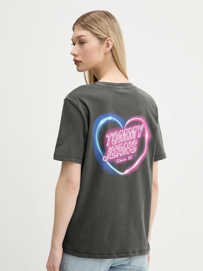 T-shirt large effet vintage rétro néon noir femme - Tommy Jeans