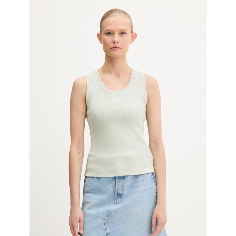 Débardeur côtelé slim script vert femme - Tommy Jeans