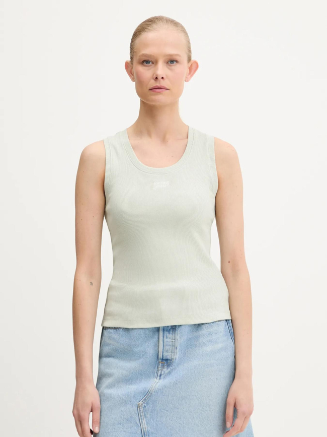 Débardeur côtelé slim script vert femme - Tommy Jeans