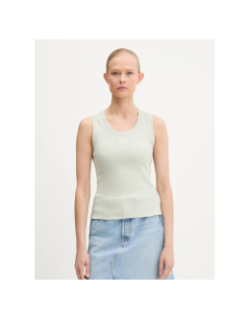 Débardeur côtelé slim script vert femme - Tommy Jeans