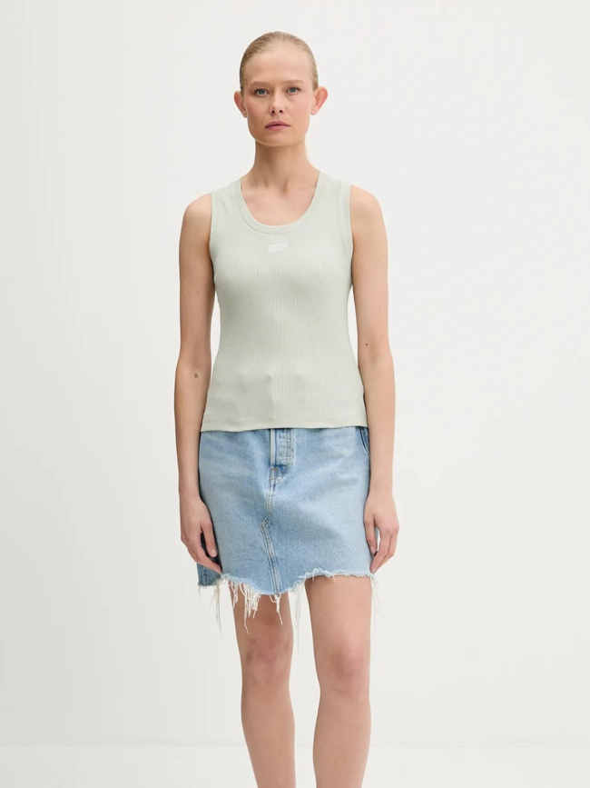 Débardeur côtelé slim script vert femme - Tommy Jeans