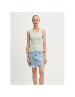 Débardeur côtelé slim script vert femme - Tommy Jeans