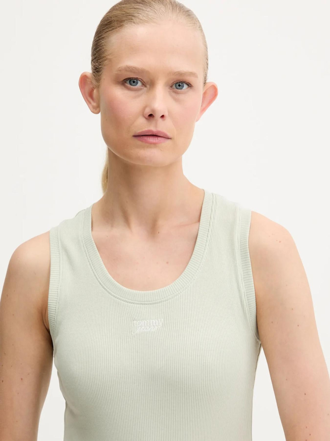 Débardeur côtelé slim script vert femme - Tommy Jeans