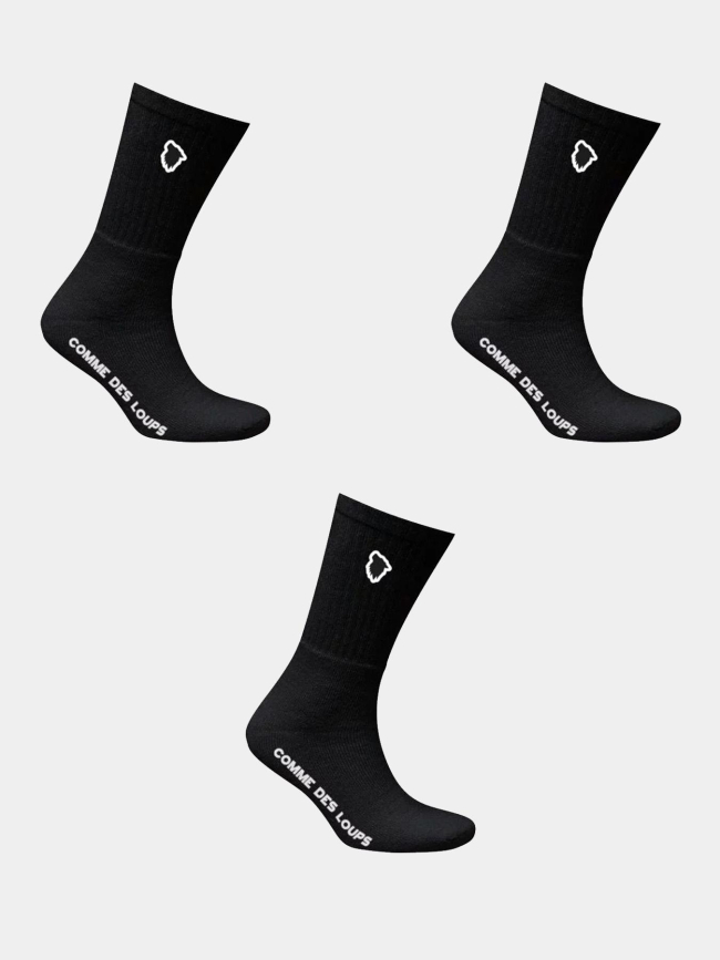 Pack de 3 paires de chaussettes tennis noir homme - Comme Des Loups