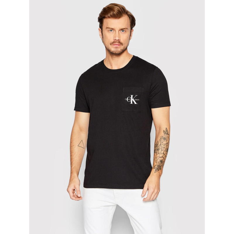 T-shirt à poche monologo slim noir homme - Calvin Klein Jeans