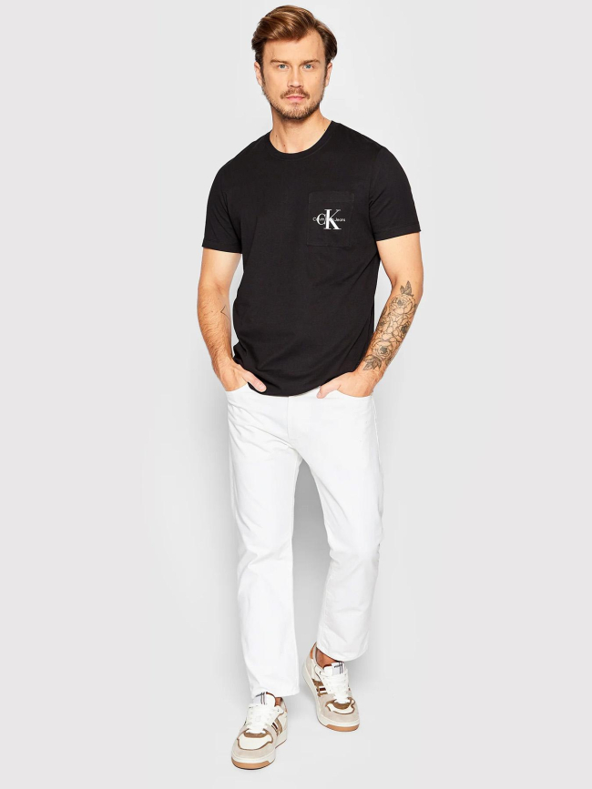 T-shirt à poche monologo slim noir homme - Calvin Klein Jeans