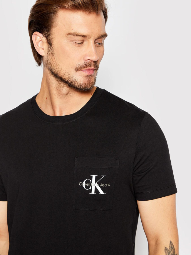 T-shirt à poche monologo slim noir homme - Calvin Klein Jeans