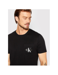 T-shirt à poche monologo slim noir homme - Calvin Klein Jeans