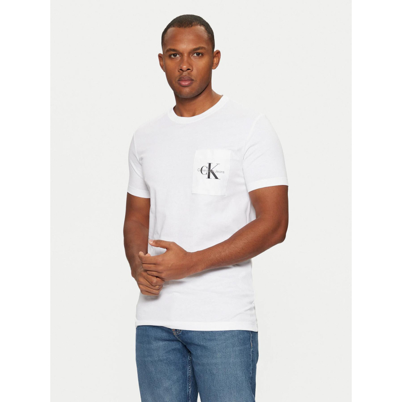 T-shirt à poche core monologo blanc homme - Calvin Klein Jeans