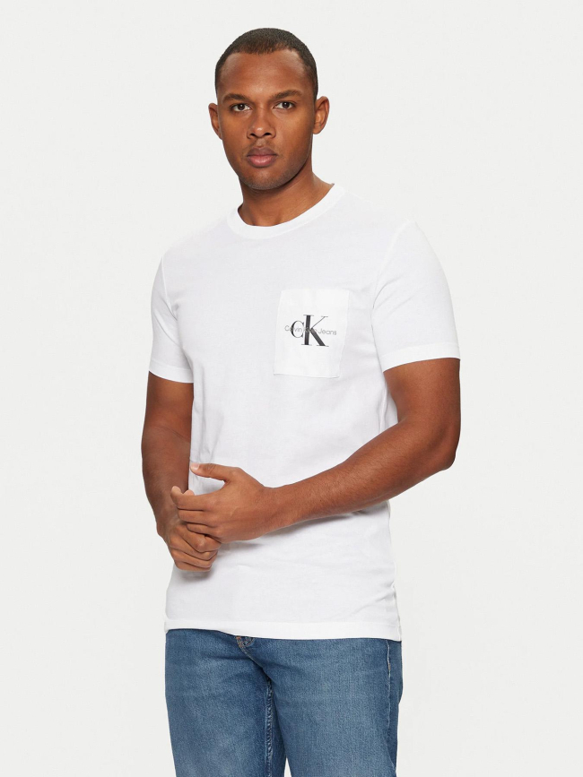 T-shirt à poche core monologo blanc homme - Calvin Klein Jeans