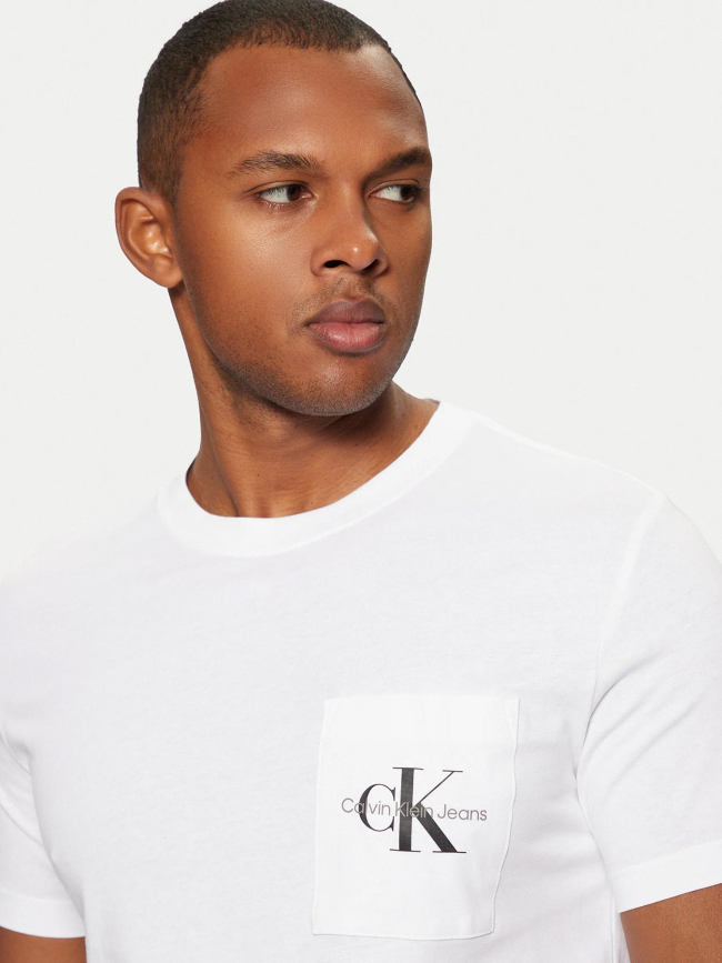 T-shirt à poche core monologo blanc homme - Calvin Klein Jeans