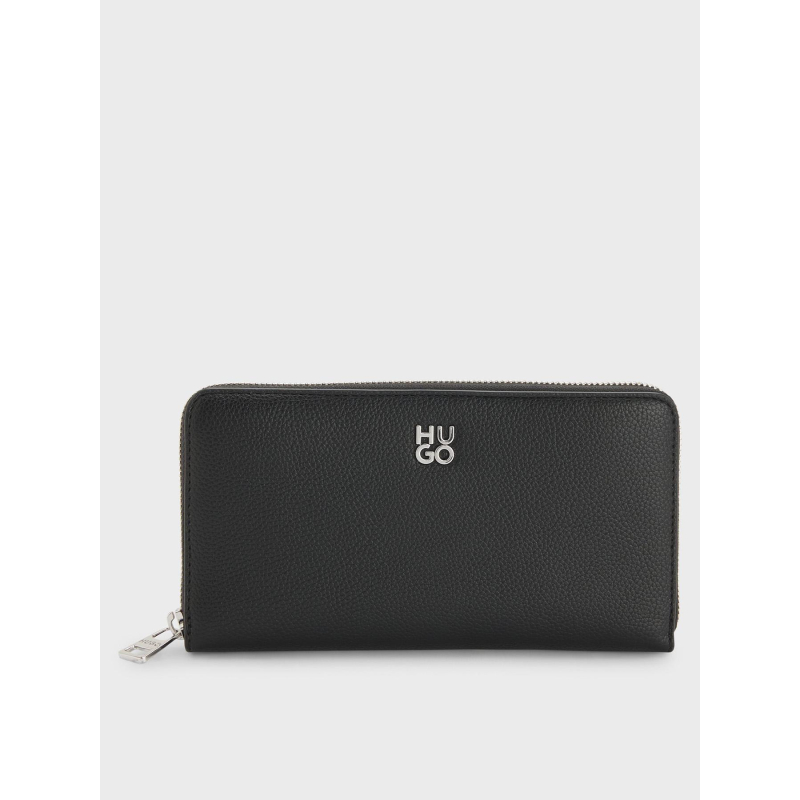 Portefeuille en simili cuir à logo revisité noir femme - Hugo