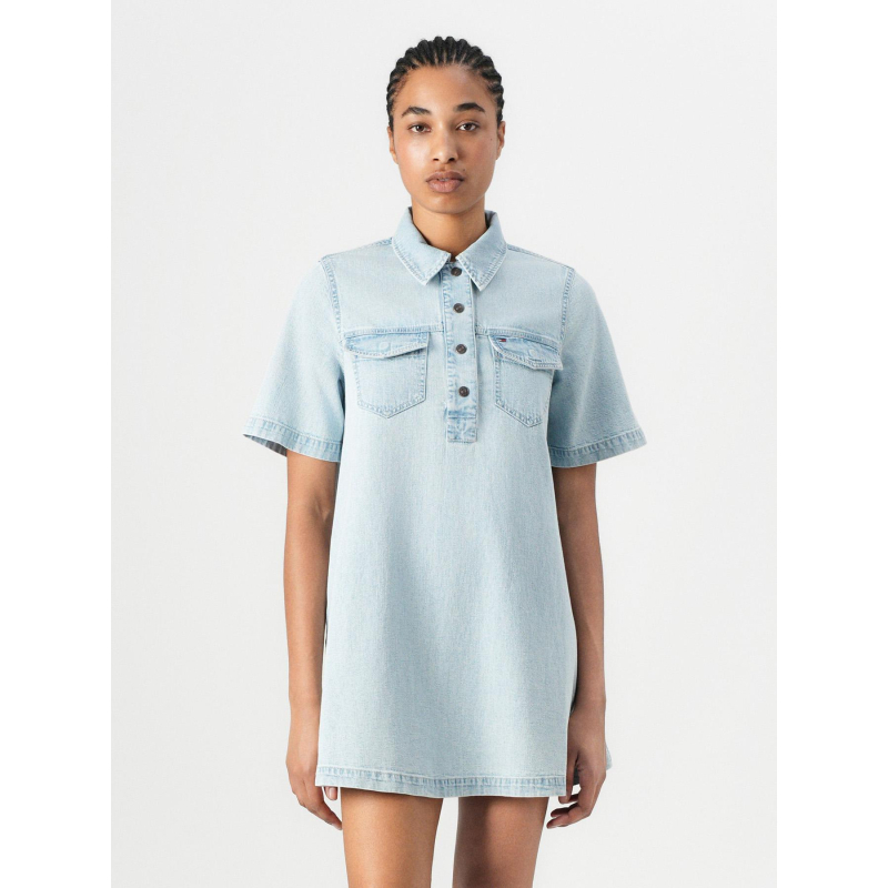 Robe chemise courte trapèze en denim bleu femme - Tommy Jeans