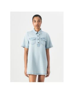 Robe chemise courte trapèze en denim bleu femme - Tommy Jeans