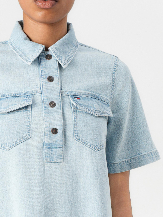 Robe chemise courte trapèze en denim bleu femme - Tommy Jeans