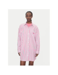 Robe chemise oversize courte a rayures blanc femme - Tommy Jeans