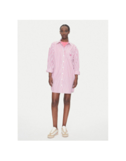 Robe chemise oversize courte a rayures blanc femme - Tommy Jeans