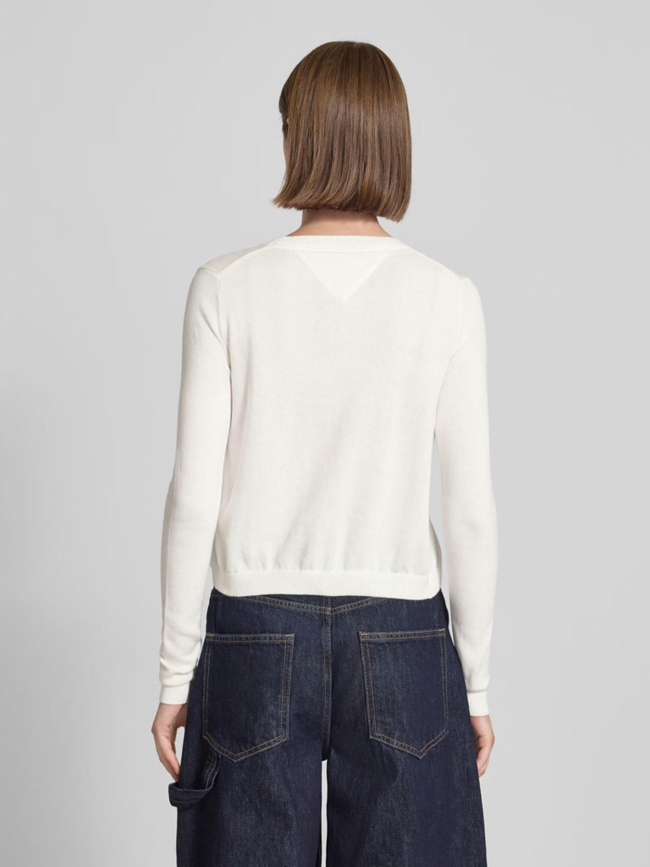 Cardigan ajusté à col ras-du-cou blanc femme - Tommy Jeans