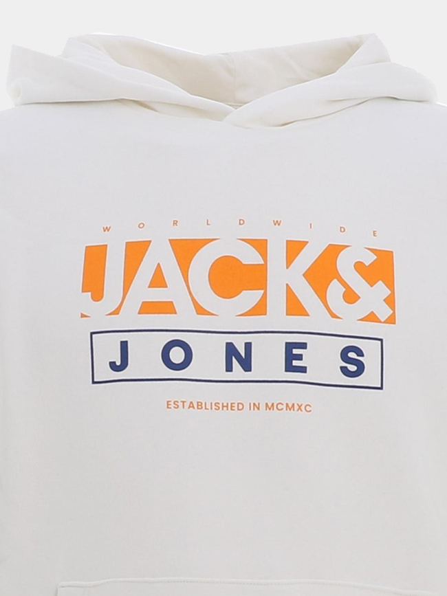 Sweat à capuche seven blanc orange homme - Jack & Jones