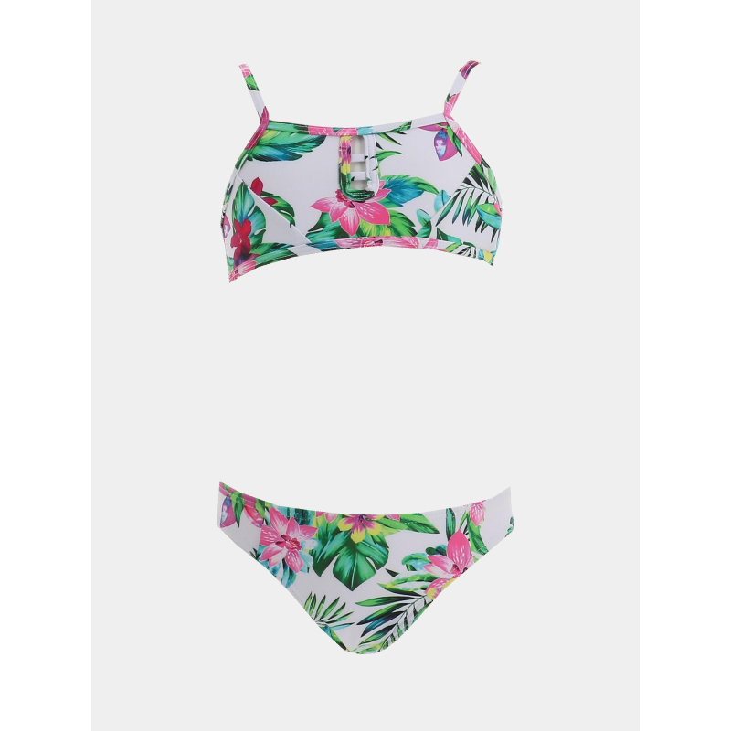 Maillot de bain 2 pièces à fleurs candy blanc fille - Lagon Bleu