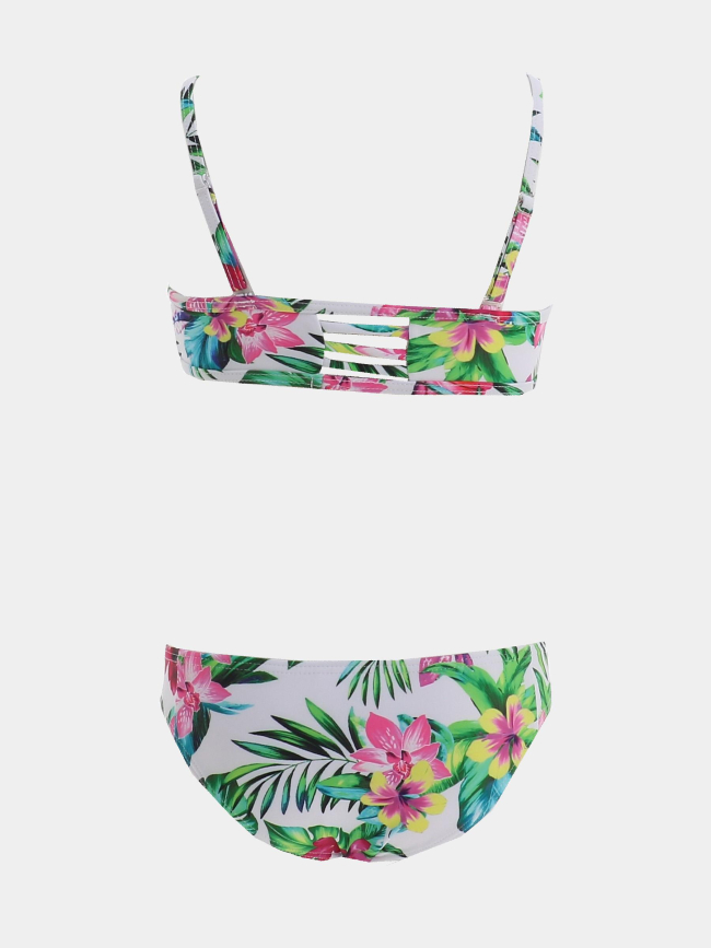 Maillot de bain 2 pièces à fleurs candy blanc fille - Lagon Bleu