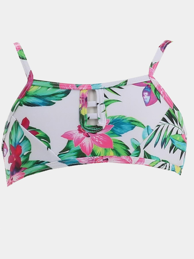 Maillot de bain 2 pièces à fleurs candy blanc fille - Lagon Bleu