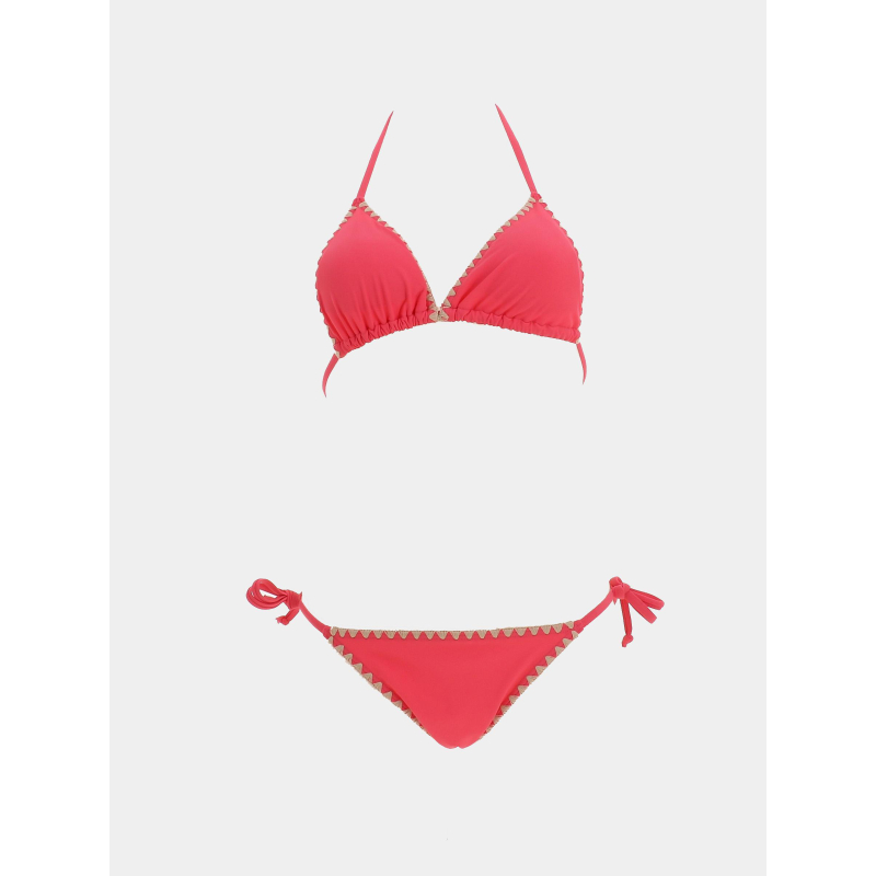 Maillot de bain 2 pièces lea uni rose fille - Lagon Bleu