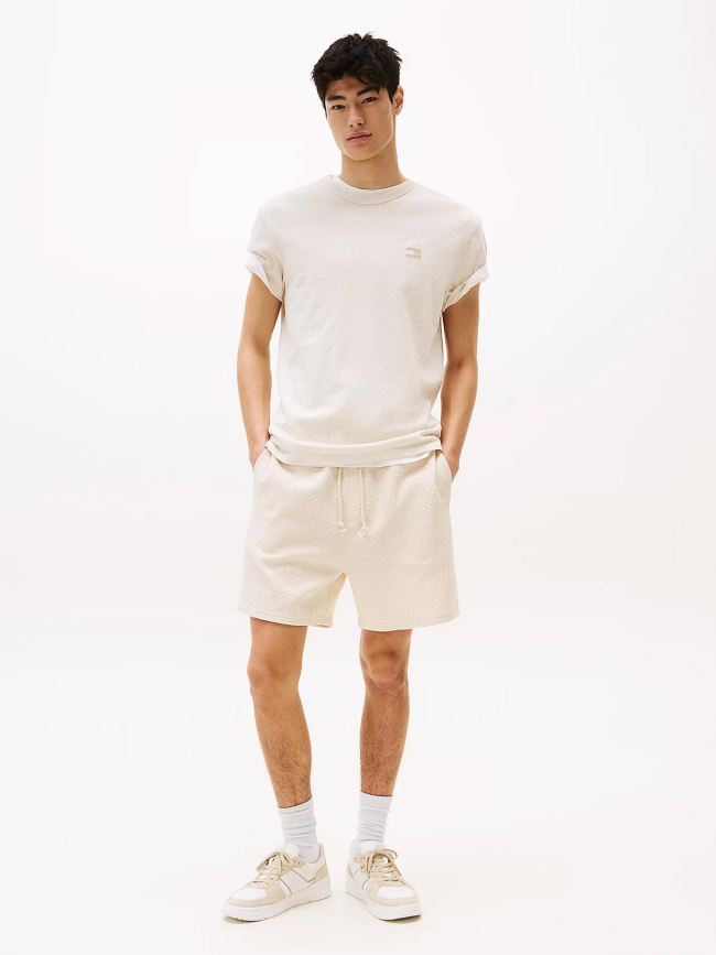 T-shirt badge ton sur ton beige homme - Tommy Jeans