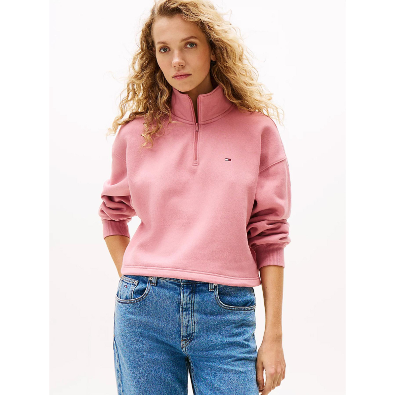 Sweat boxy court zippé rose femme - Tommy Jeans