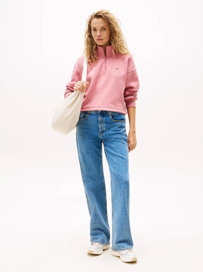 Sweat boxy court zippé rose femme - Tommy Jeans