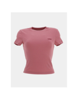 T-shirt ajusté côtelé à manches courtes rose femme - Tommy Jeans