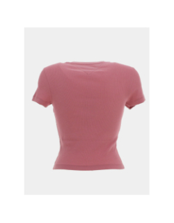 T-shirt ajusté côtelé à manches courtes rose femme - Tommy Jeans