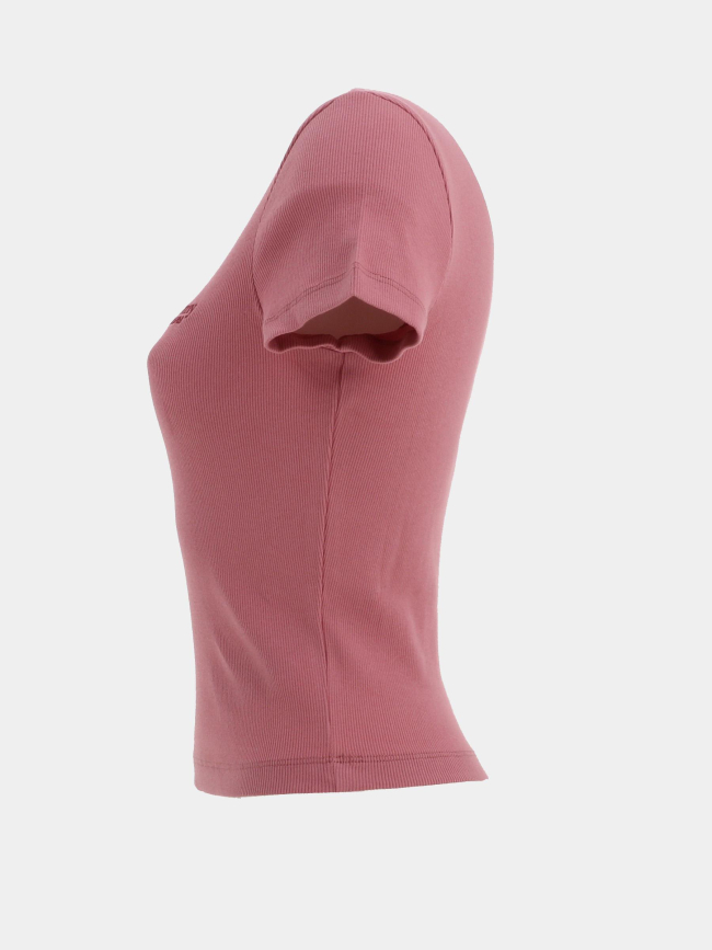 T-shirt ajusté côtelé à manches courtes rose femme - Tommy Jeans