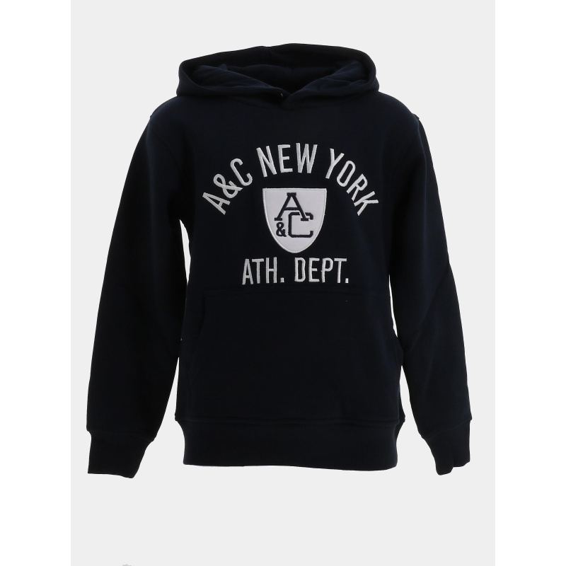 Sweat à capuche brodé bleu marine garçon - American College