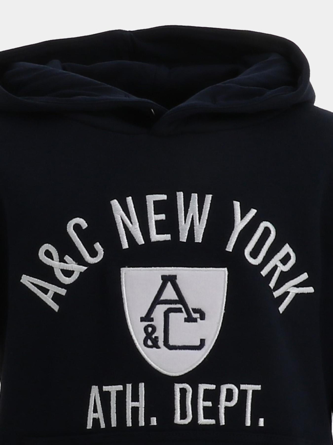 Sweat à capuche brodé bleu marine garçon - American College