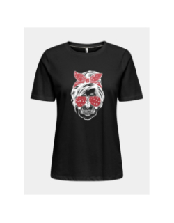T-shirt stella life skull noir bordeaux femme - Only