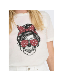 T-shirt stella life skull blanc bordeaux femme - Only