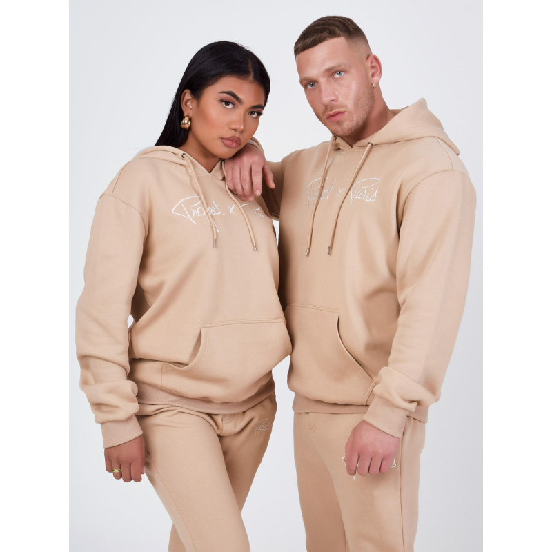 Sweat à capuche logo signature beige adulte - Project X Paris