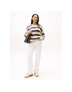 Jean droit relax taille haute blanc femme - Tommy Hilfiger