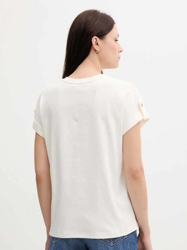 T-shirt à boutons dorés écru femme - Tommy Hilfiger