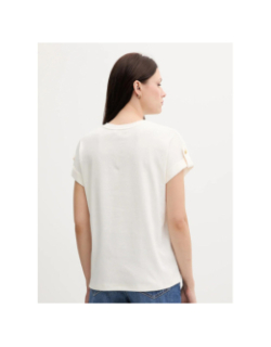 T-shirt à boutons dorés écru femme - Tommy Hilfiger