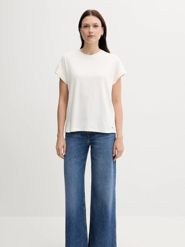 T-shirt à boutons dorés écru femme - Tommy Hilfiger