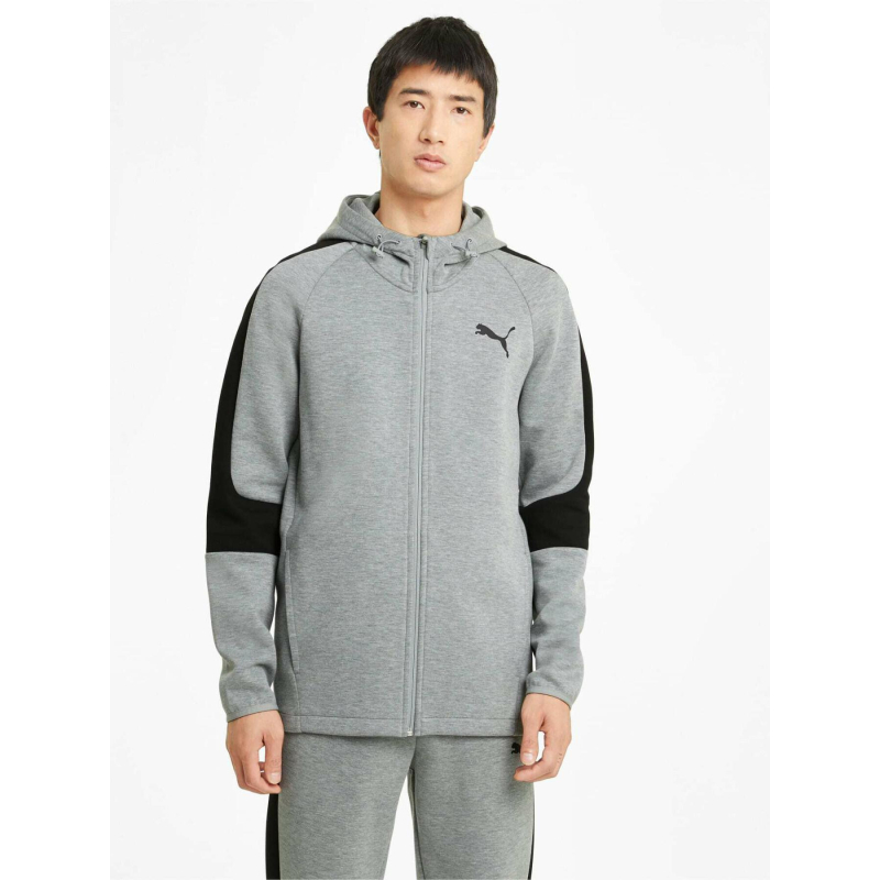 Sweat à capuche zippé evostripe core gris homme - Puma