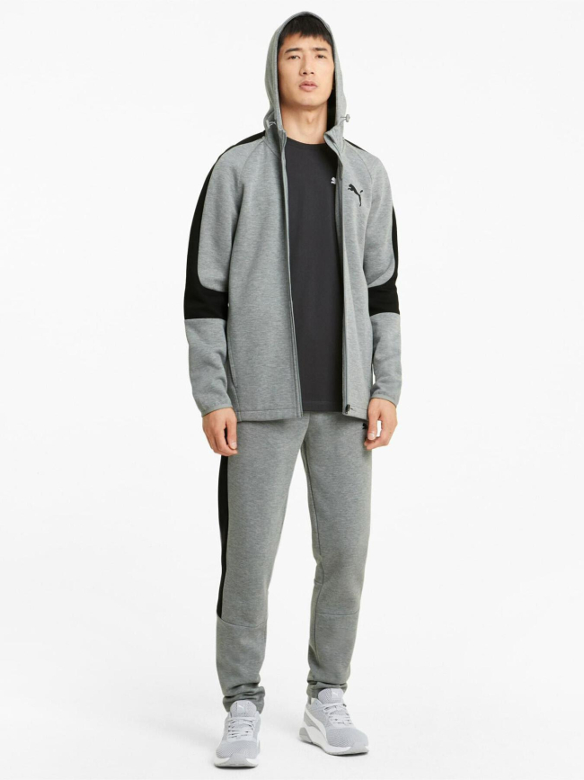 Sweat à capuche zippé evostripe core gris homme - Puma