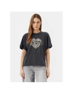 T-shirt lucy coeur léopard gris anthracite femme - Only